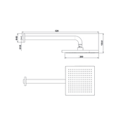 Abey Gareth Ashton ABS 200mm Square Shower Head With 400mm Round Wall Arm